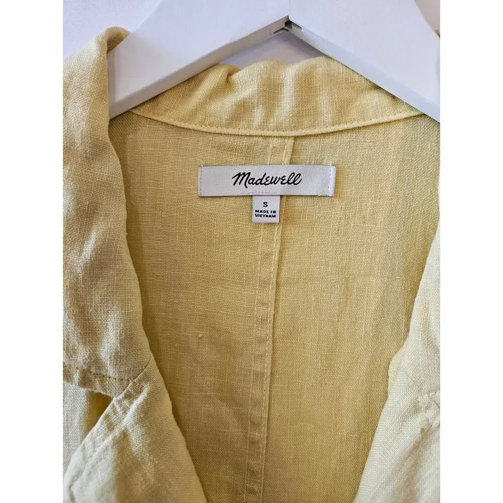 Madewell Bundle Crop Button Up Shirt Yellow Plaid Small - Picture 4 of 13